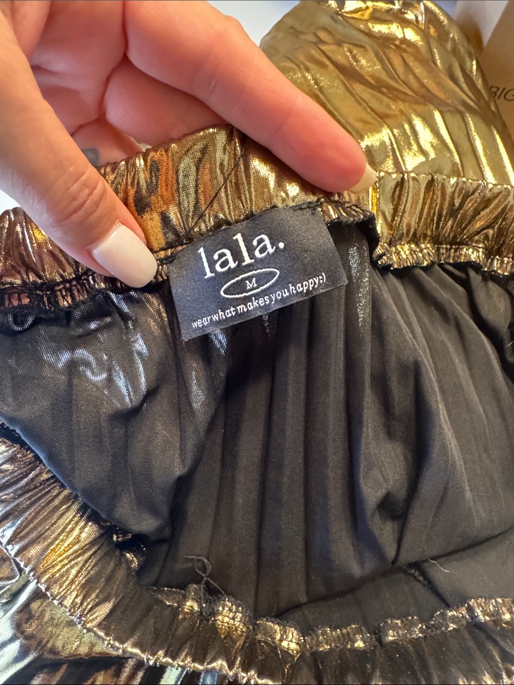 Dressed in Lala Gold Metallic Pleated Maxi Skirt - Women - Picture 2 of 2
